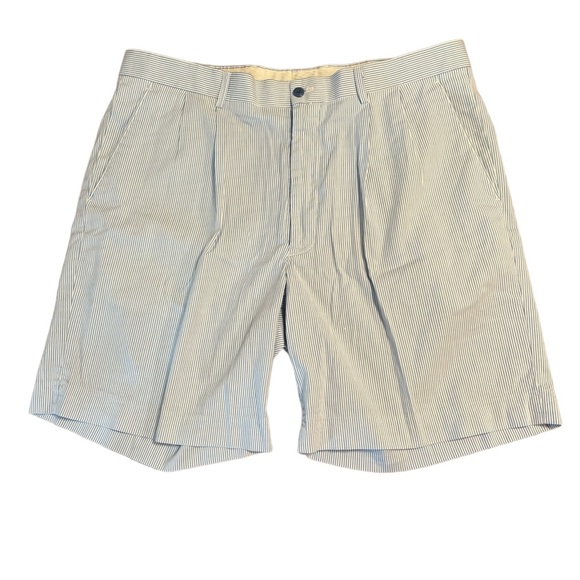 Alan Flusser Golf Men’s‎ Seersucker Stripe Shorts Blue and White Size 38 - Picture 1 of 6